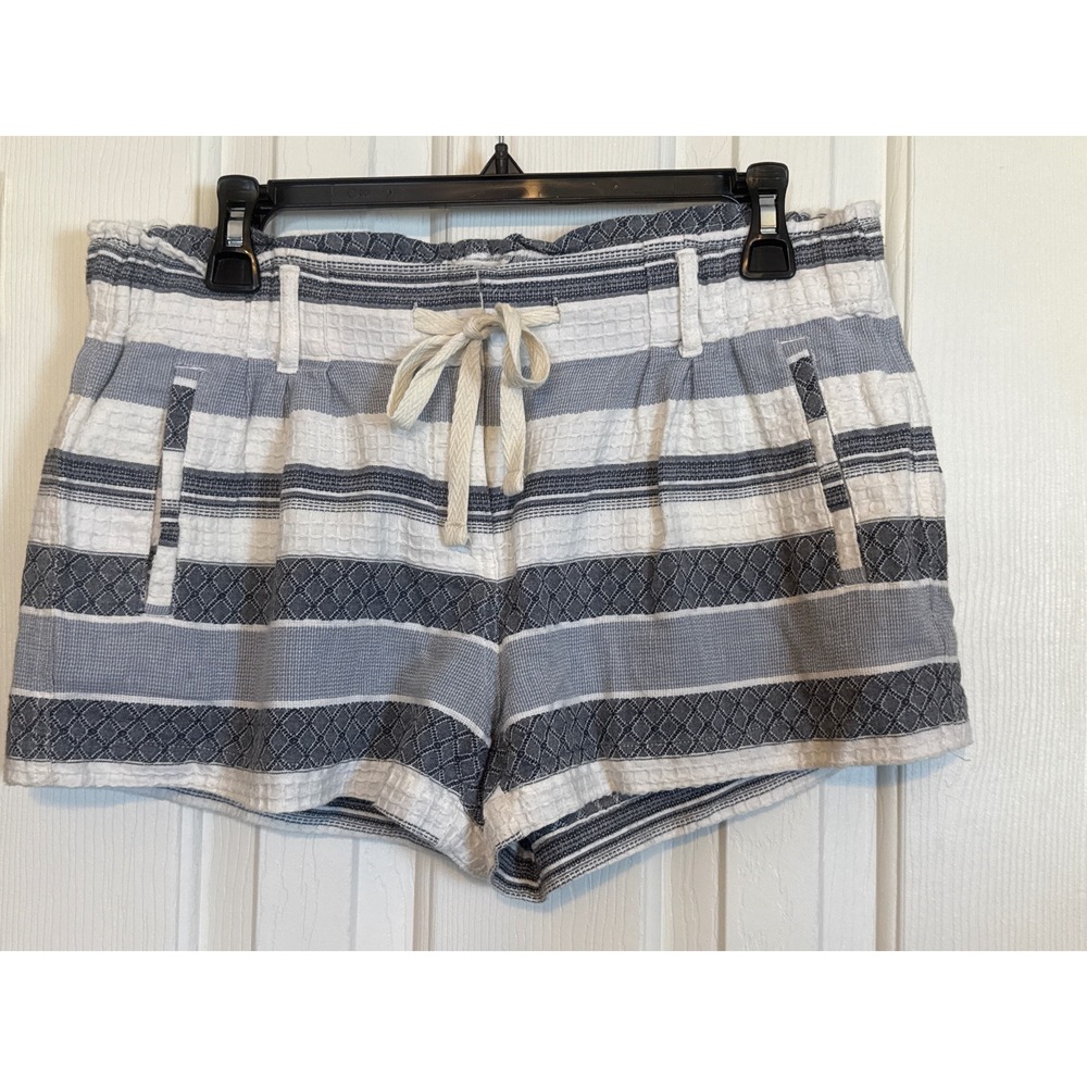Lou & Grey Striped Drawstring Shorts‎ Casual Summer Beach Blue White S